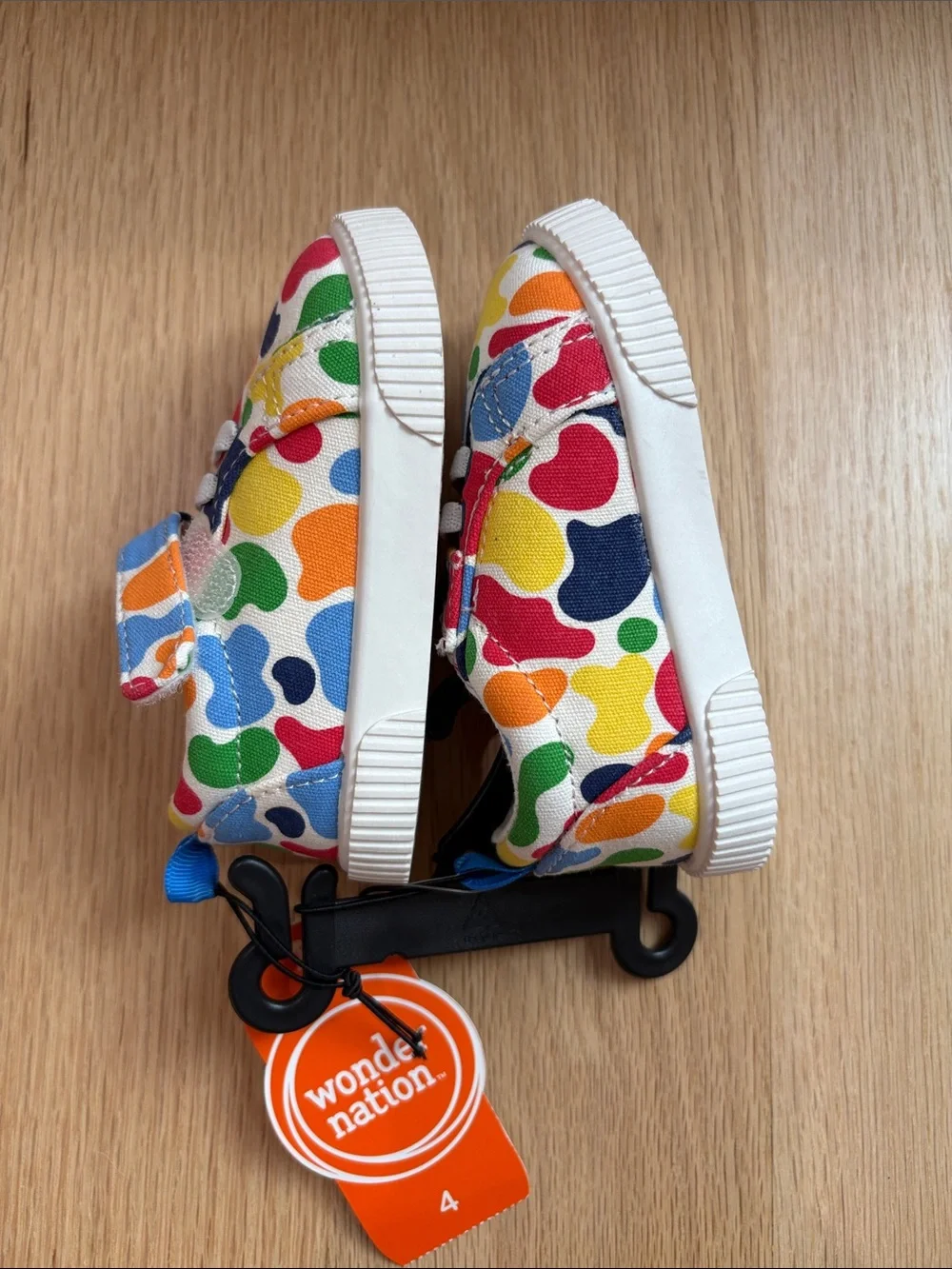 Kids Multi-Color Canvas Sneakers and White Slip-On Set Size 3 and 4 toddler